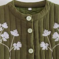 Chaleco corto de algodón para mujer, chaqueta Vintage con cuello redondo y bordado de flores, sin mangas, informal, 2023 - details 5