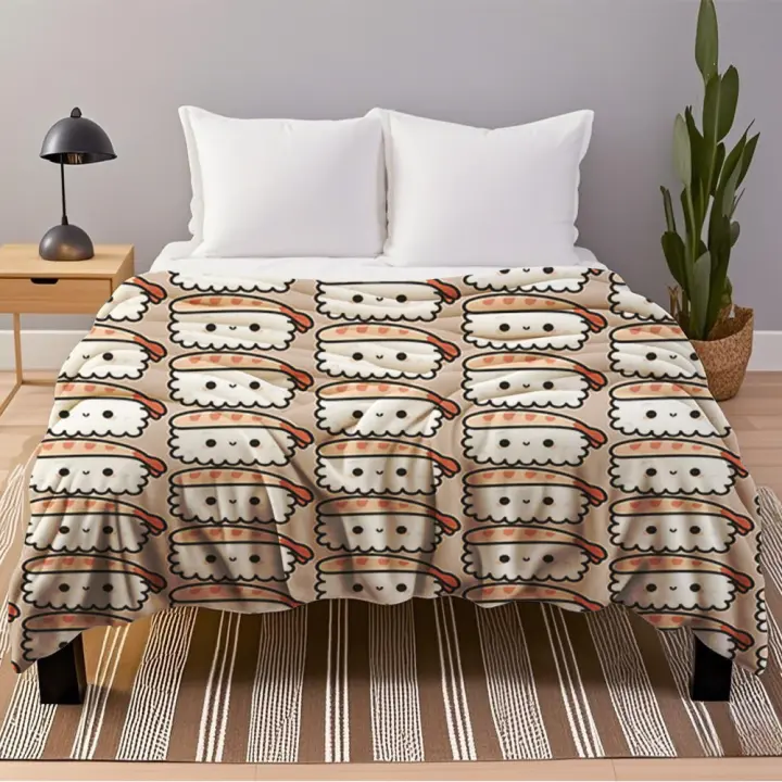 Manta de Cama de Franela Contemporánea Chic Diseño de Diamantes Indigo Resistente a la Desvanecid - 1
