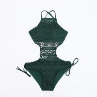 Nuevo Monokini para Mujer 2025 Traje de Baño Elegante de Encaje y Halter Sin Aros Sólido con Almohadillas Estilo Playa - details 10