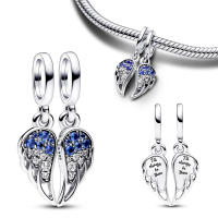 Collar de Doble Pieza de Plata Esterlina 925 Cuentas de Ala Azul para Hacer Joyería - details 2
