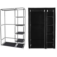 Armario de Tela, Organizador Textil Plegable, Zapatero, 175 x 110 x 45 cm, Color Negro LSF007 - details 6