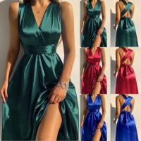 Elegante Vestido de Noche de Seda sin Mangas y sin Espalda Sexy Escote en V para Mujeres - details 0