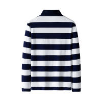 Polo de manga larga para hombre, camiseta transpirable a rayas, informal de algodón, novedad de negocios, Primavera, 2024 - details 5