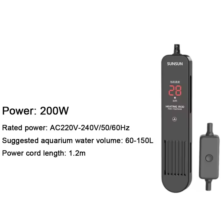 Control inteligente 20-35 de la varilla de calefacción del tanque de peces digital de la exhibición LCD ° Calentador sumergible para acuario C con ventosa - 1