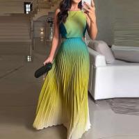 Elegante Vestido de Fiesta Holgado de Cintura Alta con Lazo Trasero Vestido Largo de Encaje con Estampado de Gradiente para Mujeres - details 0