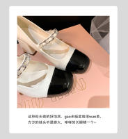 Nuevo francés Xiaoxiangfeng tacón grueso Mary Jane temperamento versátil color coincidencia de zapatos individuales de tacón alto - details 6