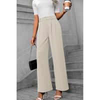 Pantalones de oficina de moda para mujer de cintura alta y pierna ancha 2025 en algodón original. - details 4
