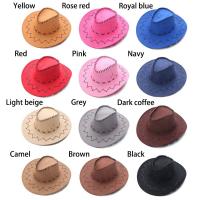 Fashion Unisex Suede Cowboy Hat Fancy Dress Jazz Hat Western Style Wide Brim Felt Fedora Hat Panama Cap Headwear Cap - details 4