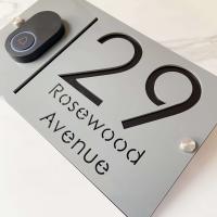 Placa de Dirección de Casa Moderna de Acrílico Gris Brillante Personalizada para Decoración de Pared Ideal para Meubles y Hardware - details 10