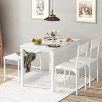 4 Personen Esstisch-Set, 110cm Küchentisch-Set für 4 Personen, 2 Stühle mit Rückenlehne