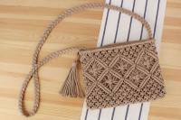 Bolso simple tejido a mano con flecos bolso retro tejido a mano bolso de playa de viaje de vacaciones de verano - details 4
