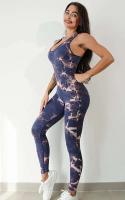 Levantamiento de cadera deportivo para fiesta de yoga teñido con lazo sin costuras, mono trasero de una pieza, mallas para mujer, ropa deportiva para gimnasio - details 14