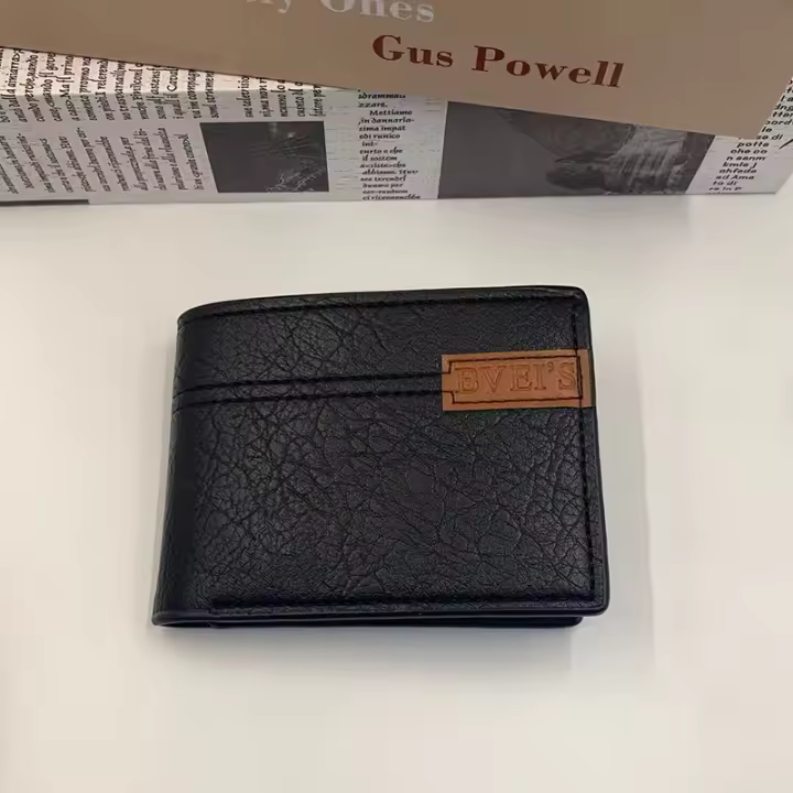 Billeteras cortas con cremallera para hombre, bolsillo para monedas, tarjeteros delgados, monederos de lujo, billetera de cuero - 1
