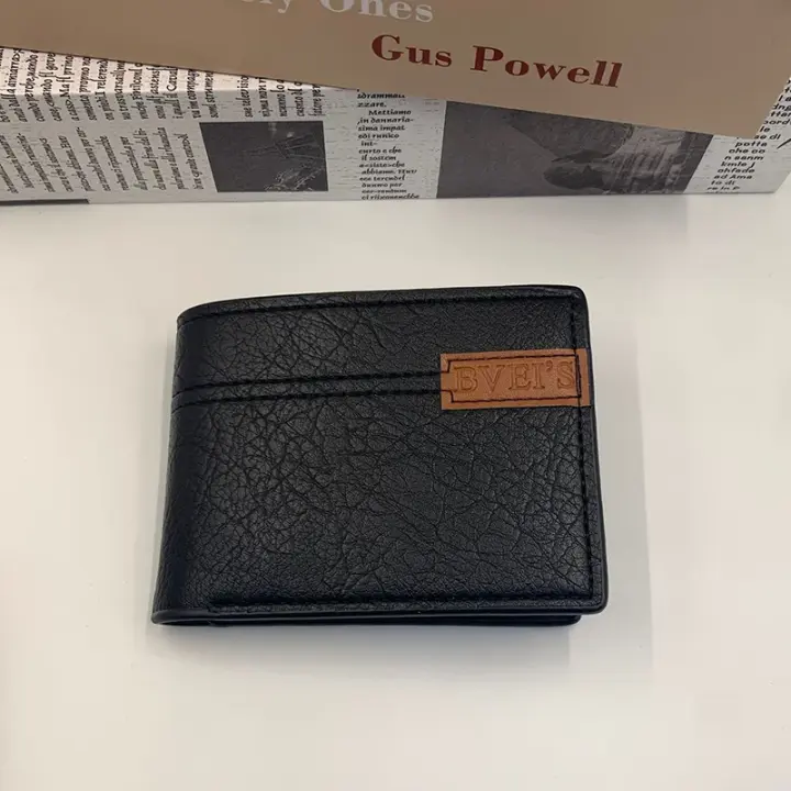 Billeteras cortas con cremallera para hombre, bolsillo para monedas, tarjeteros delgados, monederos de lujo, billetera de cuero - 1