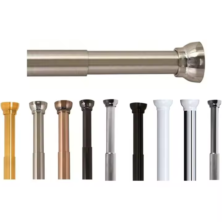 Spirella, Barra de barra para cortina de ducha o bañera extensible sin taladro, modelo KRETA, resistente a los arañazos, Fijación telescópica extensible a voluntad, 125-220 cm, marrón - 1