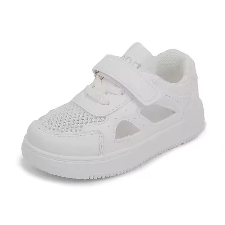 Zapatos blancos pequeños para niños 2025 zapatos deportivos de verano para niños zapatos de malla transpirable ahuecados zapatos de junta casual para niñas zapatos de bebé de suela suave - 1