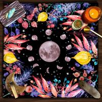 Mantel de Jardín Lunar Tela de Tarot Decoración de Mesita de Brujería Almohadillas de Astrología - details 13