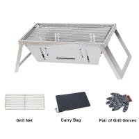 Parrilla de Camping Portátil Plegable de Acero Inoxidable de Tres Capas con Guantes de Barbacoa - details 1
