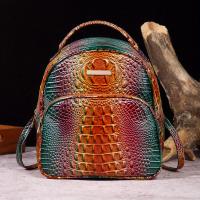 Mochila con patrón de cocodrilo de lujo, mochila escolar clásica de PU para viaje y monedero - details 0