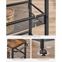 Carro de 4 Niveles, Carro Estrecho de Cocina con Ruedas, con Asa, para Espacio Reducido, 22 x 45,4 x 77 cm, para Cocina, Baño, Salón, Estudio, Marrón Rústico y Negro - details 4