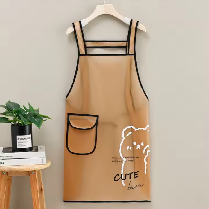 Delantal de cocina de TPU impermeable con bonitos osos de dibujos animados, delantal de trabajo a prueba de suciedad, delantales de limpieza resistentes al aceite para el hogar - 1