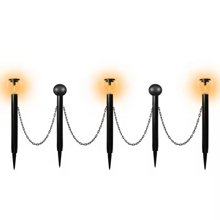 Luces de Camino Solar Juego de 3 Luces de Tungsteno y 2 Pilares Decorativos para Jardín al Aire Libre Cadena  - 1