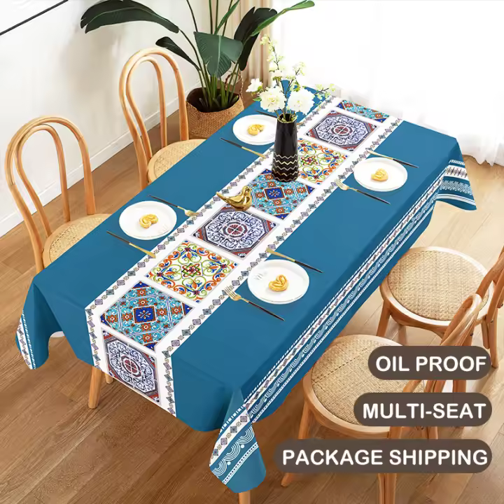 JIOM Table Cloth Table Mantle Waterproof Cover Outdoor Dining Table Cloth 4/6/8/10 seater - 1