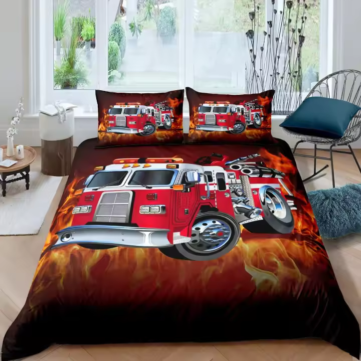 Juego de Rifles de Cama de Portero de Pueblo de Cama 3PCS Cubierta de Edredón de Poliéster - 1
