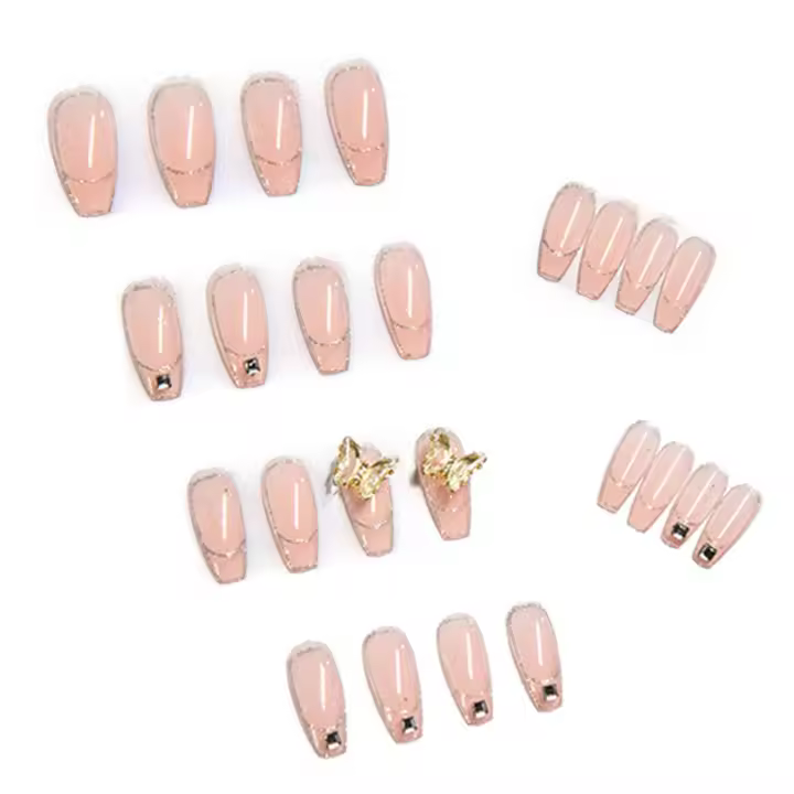 Uñas postizas de mariposa rosa 3D encantadoras reutilizables para mujeres y niñas - 1