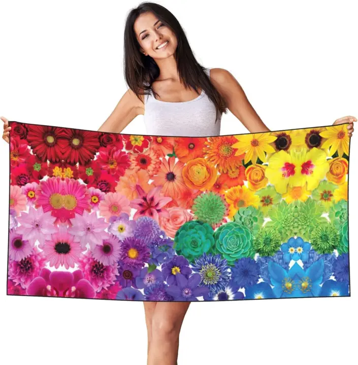 Toalla de camping con estampado de arcoíris para hombre y mujer, piscina, baño, natación, yoga, toalla absorbente de spa - 1