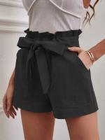 Pantalones Cortos de Verano para Mujer Algodón Transpirable, Cintura Elástica con Bolsillo, Color Sólido, Estilo Casual - details 30