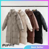 PUFFIT-abrigo largo con capucha para mujer, chaqueta acolchada con Bolsillo grande, cálida, básica, Invierno - details 1