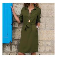Vestido camisero de fiesta con cuello vuelto para mujer, manga tres cuartos, vestido informal holgado de talla grande, moda de verano - details 4