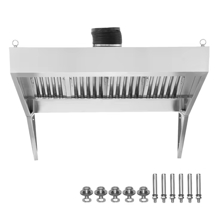 Campana extractora comercial SucceBuy, 8 pies para camión de comida. Acero inoxidable 201. Filtros de rejilla desmontables en forma de U. Resistente a la oxidación. Ideal para cocina/restaurante - 1
