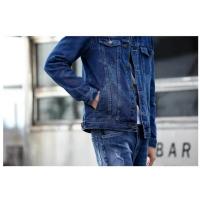 Chaqueta vaquera de color puro para hombre, abrigos informales diarios con solapa de un solo pecho, novedad de verano - details 7