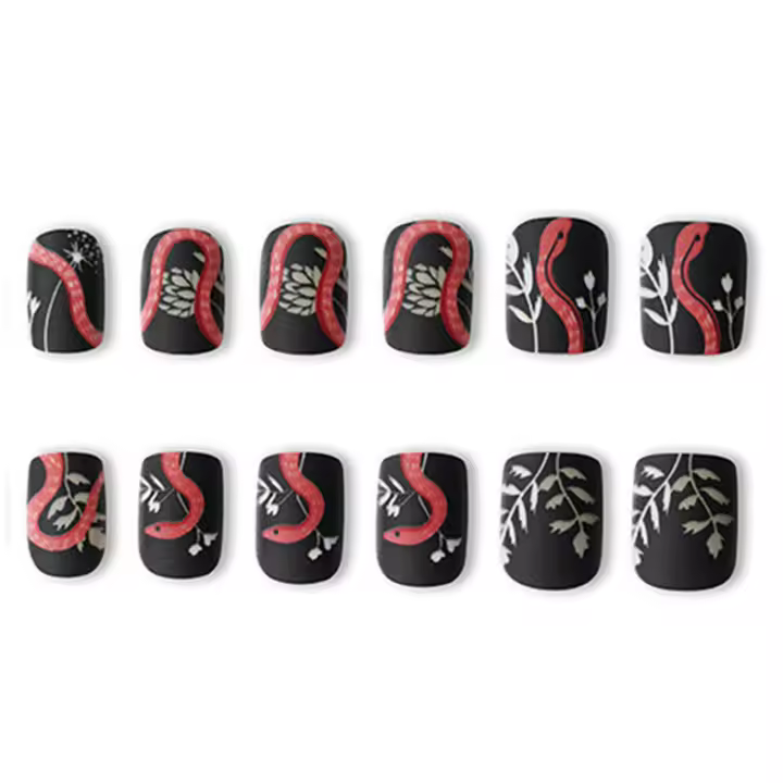 Uñas postizas negras con temática de Halloween, uñas postizas a prueba de salpicaduras para ropa de actuación en escenario - 1