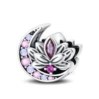 Cuentas de loto plateadas con circonita púrpura para joyería hecha a mano en una pulsera - details 0