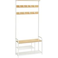 Mueble Recibidor con 9 Ganchos Extraíbles Banco, Estante, 30 x 85 x 180,5 cm, Pasillo Dormitorio Apartamento, Industrial, Marrón Rústico y Negro - details 7