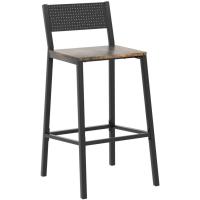2 Taburetes Altos de Cocina, para Cocina, Comedor, Oficina, Estilo Industrial, Marrón Rústico y Negro - details 2