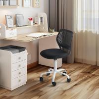 Silla de escritorio ajustable giratoria, silla de oficina con asiento de tela, silla de trabajo ergonómica sin reposabrazos, negra - details 1