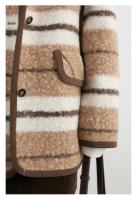 Abrigos de plumas para mujer, chaqueta holgada de un solo pecho con capucha y rayas contrastantes, chaqueta femenina para Otoño e Invierno 2024 - details 10