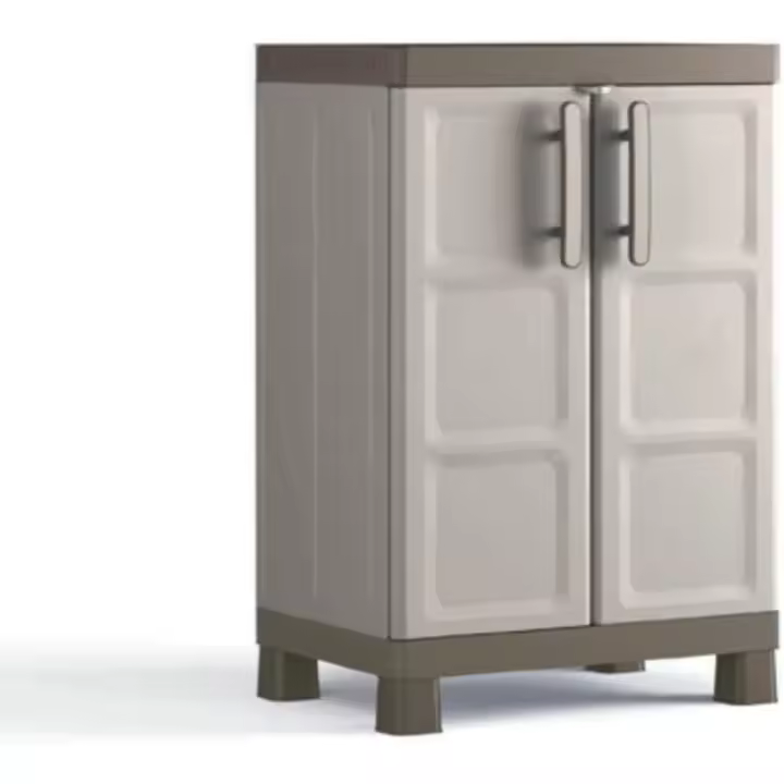 Armario Bajo de Almacenamiento Excellence Resina, 2 Puertas, 2 Baldas Ajustables en Altura - 1