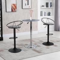 Juego de 2 Taburetes de Bar Muebles, Diseño Neo-retro Giratorio Ajustable con Reposapiés de Metal, Color Negro y Gris - details 1