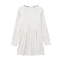 Elegante Vestido de Terciopelo con Cuello Cuadrado y Manga Larga Vestido de Fiesta de Cintura Alta para Mujeres Vestido de Noche con Cuentas - details 5