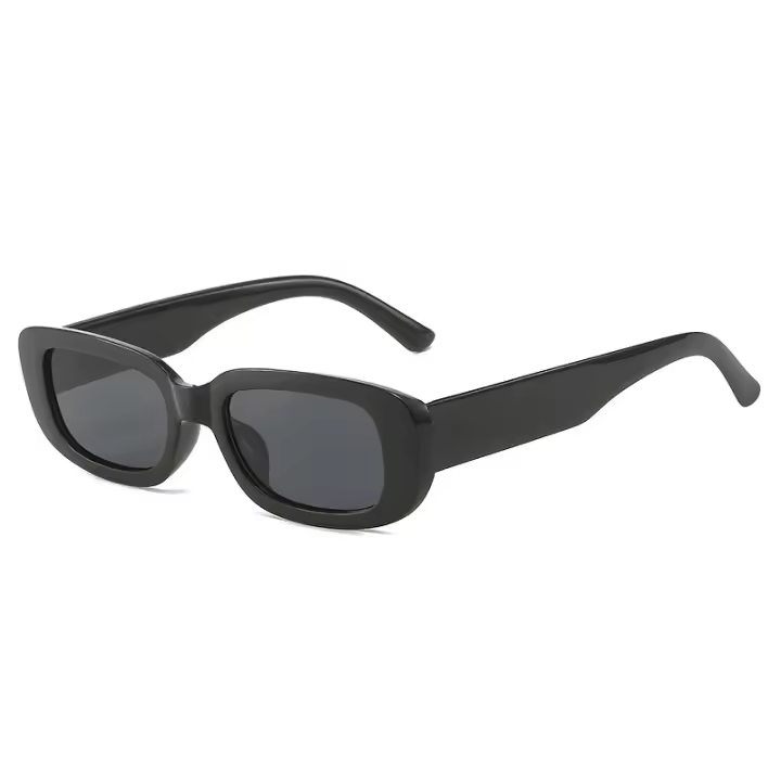 Gafas de Moda Rectangulares Retro para Mujeres - Montura Cuadrada Estrecha al Estilo de los Años 90, Material Brillante de PC, Gafas Elegantes con Protección UV para Conducir y Actividades al Aire Libre, Anteojos de Conducción |   Aspecto Vintage - 1