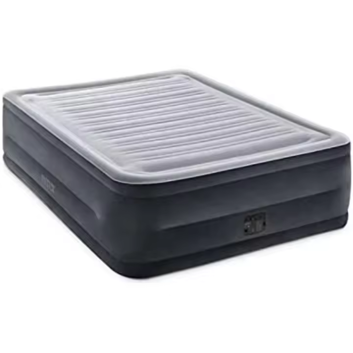 Colchón inflable doble Intex 64418 Comfort-Plush de alta altura, con tecnología Fiber-Tech, de la línea Dura-Beam Deluxe, medidas 152x203x56 cm, peso máximo 272 kg - 1