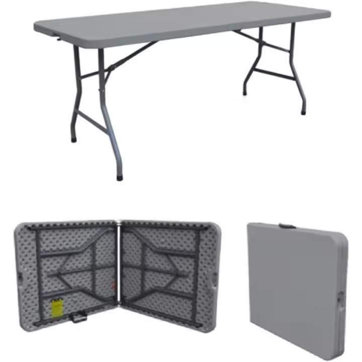 Mesa de Camping Portátil de PVC 180 x 76 CM Ideal para Jardín, Catering, Eventos - 1
