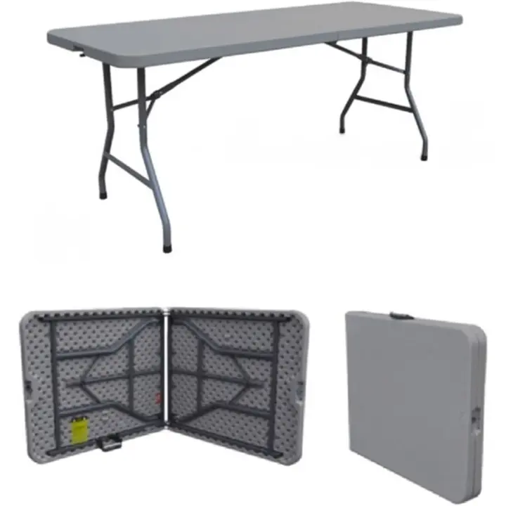 Mesa de Camping Portátil de PVC 180 x 76 CM Ideal para Jardín, Catering, Eventos - 1