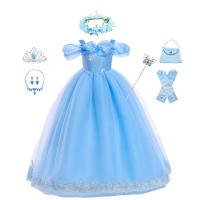 Girls Aurora Cosplay Costumes for Girls Pink Ball Gown Pagent Princess Elegent Shoulderless Long Dress Birthday Party Butterfly - details 3