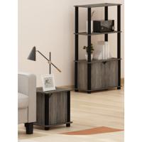 Estantería Multiusos de 4 Niveles con Puerta, Color Roble francés y Negro - details 1